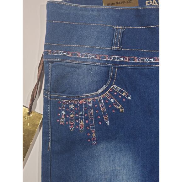 NWT Paparazzi Women's Jeans Size J11 High Rise Skinny Dark Wash Distressed Bling - Picture 7 of 11